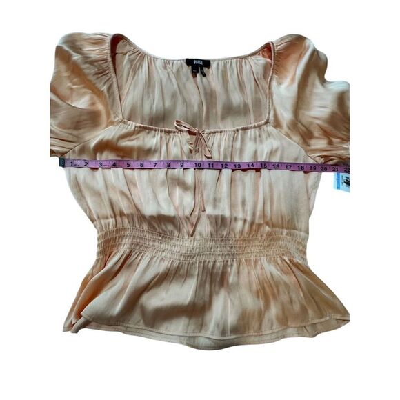 Paige Olenna Women's XL Orange Puff Sleeve Square Neck Smoked Waist Blouse/Top - Picture 5 of 9